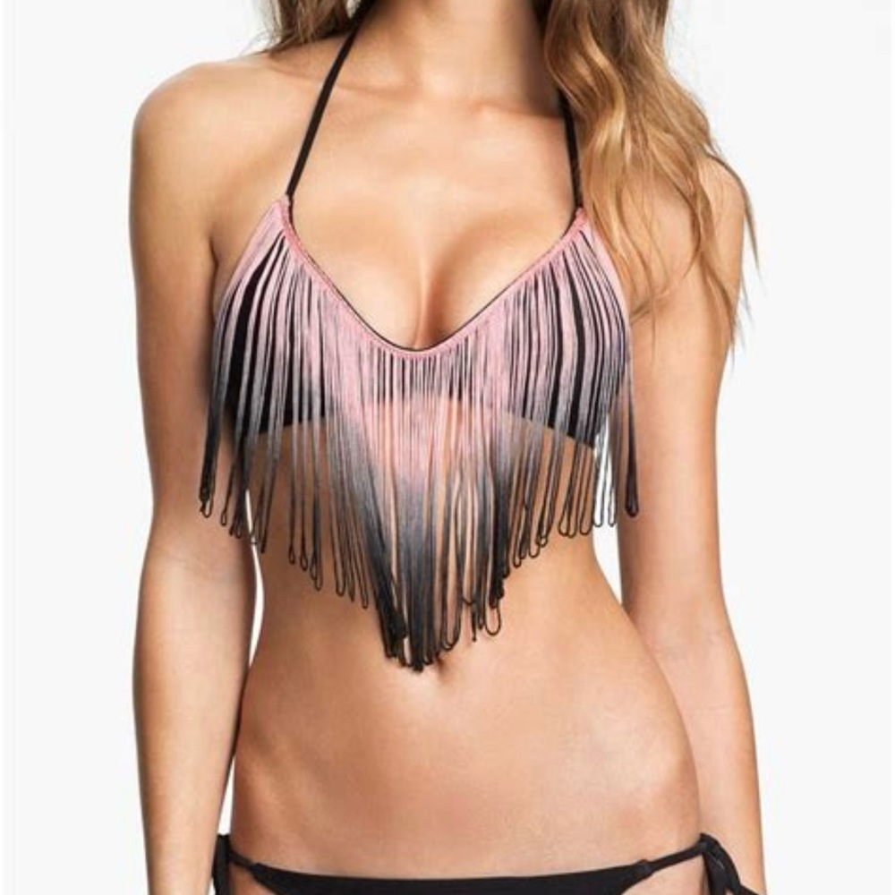Black and pink Fringe bikini